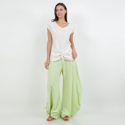 Oana Pants 100% Cotton Gauze in Lilac Frost view 10 - Pants Gauze Fabric (bottom)