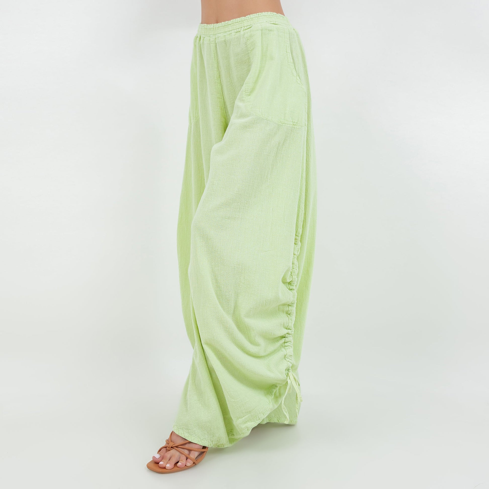 Oana Pants 100% Cotton Gauze in Magenta view 12 - Pants Gauze Fabric (bottom)