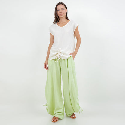 Oana Pants 100% Cotton Gauze in Olive view 13 - Pants Gauze Fabric (bottom)