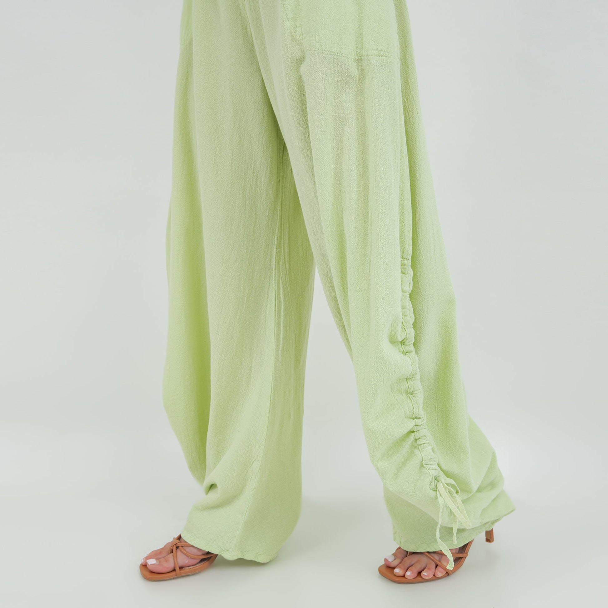 Oana Pants 100% Cotton Gauze in Peach Pink view 14 - Pants Gauze Fabric (bottom)