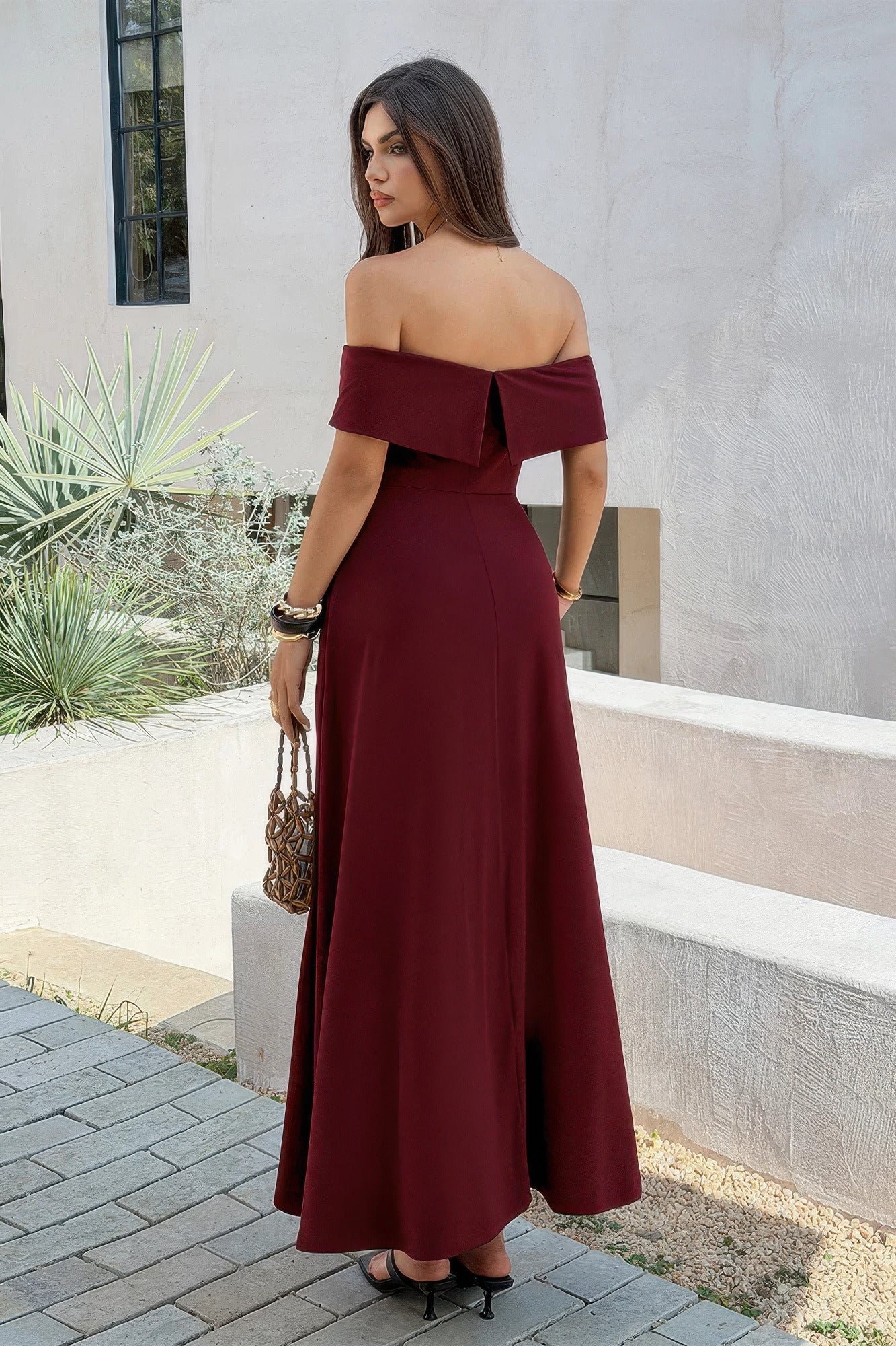 Off Shoulder Solid Backless Full Elegant Dress view 9 - Off Shoulder Dresses For Women