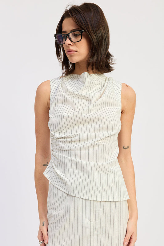 Olivia Top in Off White Black Stripe - Olivia Top Tier Travel