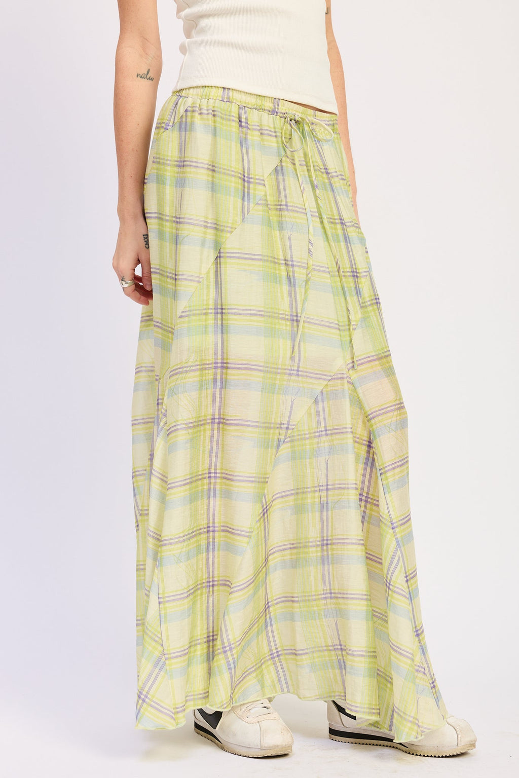 Ondine Maxi Skirt Lime view 2 (dress) - ondine maxi dress, ondine mini dress, linen maxi skirt old navy - shop at us.meeeshop