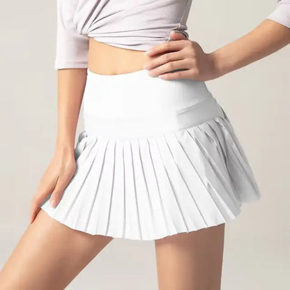 Onyx Flow Pleated Athletic Skirt – Built-in Shorts & Pockets in Black view 4 - Pockets Skirt (bottom)