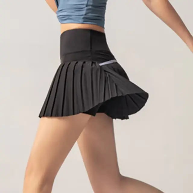 Onyx Flow Pleated Athletic Skirt – Built-in Shorts & Pockets in Navy Blue view 5 - Pockets Skirt (bottom)