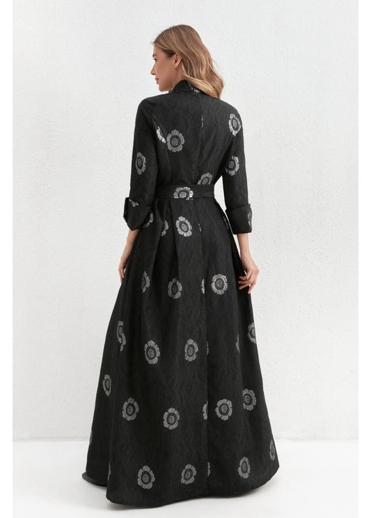 Onyx Silver Blossom Maxi Dress in S view 2