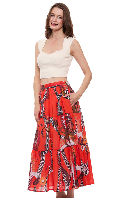 Orange Abstract Skirt in S view 2 - Orange Skirt Outfit Ideas