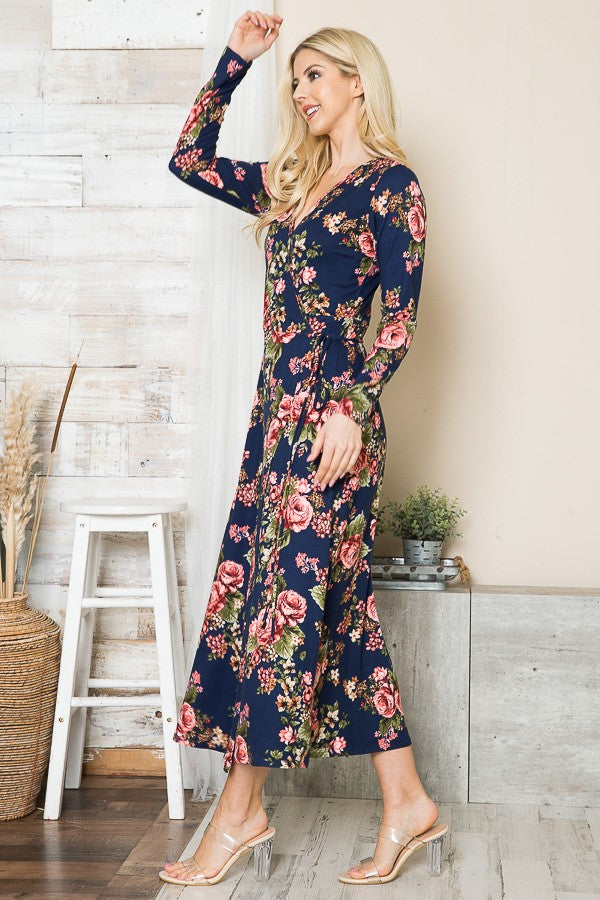 Orange Farm Floral Maxi Wrap Dress in Black Combo view 4 - Floral Maxi Dresses For Women
