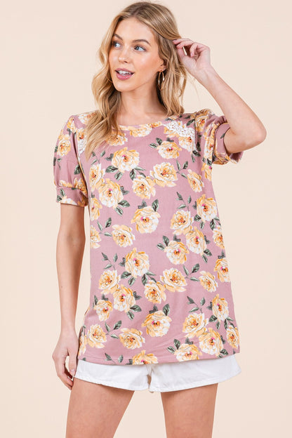 Orange Farm Lace Detailed Short Sleeve Top in Floral view 4 - Lace Detail Top H&M