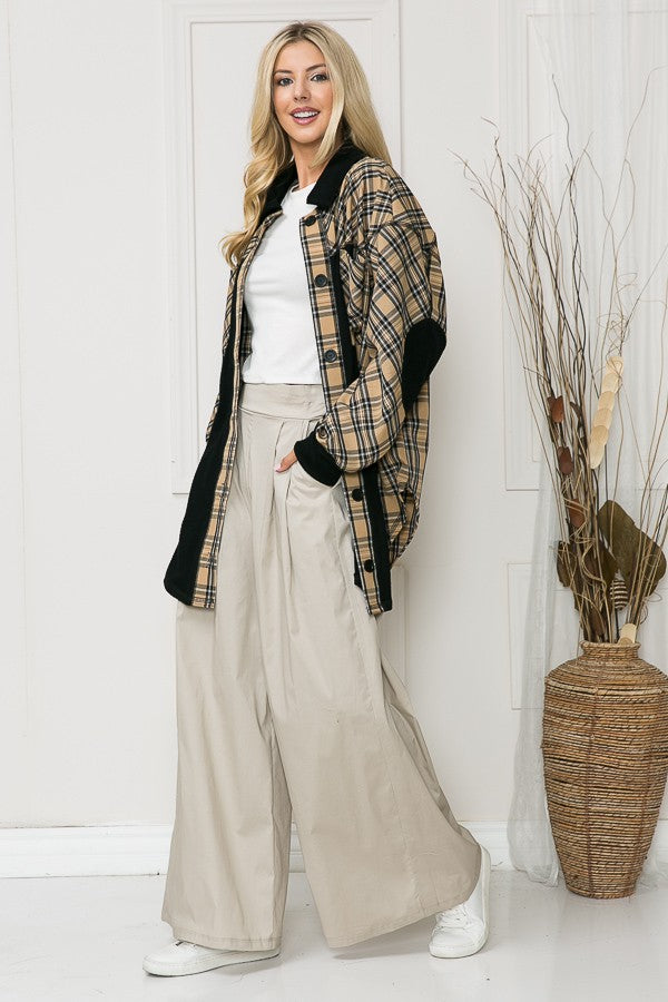 Orange Farm Oversized Elbow Patch Shacket-plaid view 6 - Relaxed Fit - How To Style (layer)