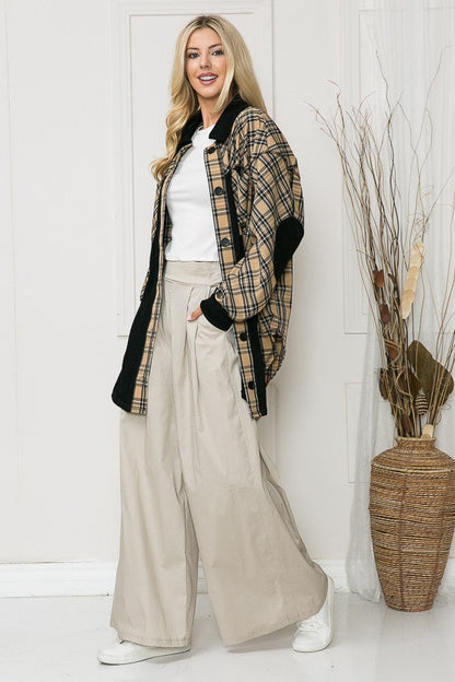 Orange Farm Oversized Elbow Patch Shacket-plaid view 6 - Relaxed Fit - How To Style (layer)
