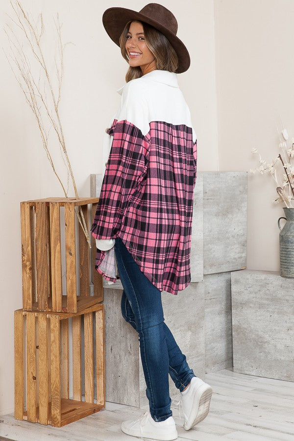 Orange Farm Oversized Mixed Media Knit Shacket view 6 - Relaxed Fit (layer)