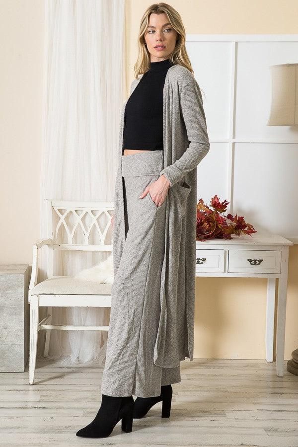 Orange Farm Rib Brush Wide Leg Pants with Pockets in Wine view 5 - Pants Pockets (bottom)