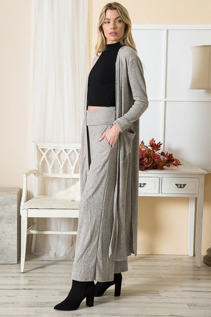 Orange Farm Rib Brush Wide Leg Pants with Pockets in Wine view 5 - Pants Pockets (bottom)