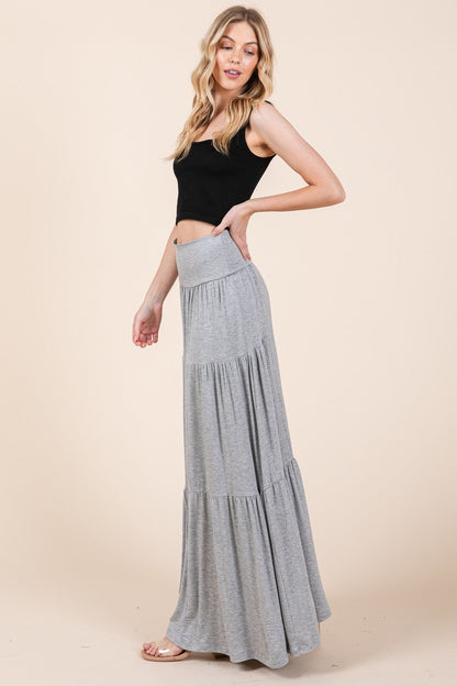 Orange Farm Solid Tiered Ruffle Skirt in Grey view 5 - Solid Layered Skirt