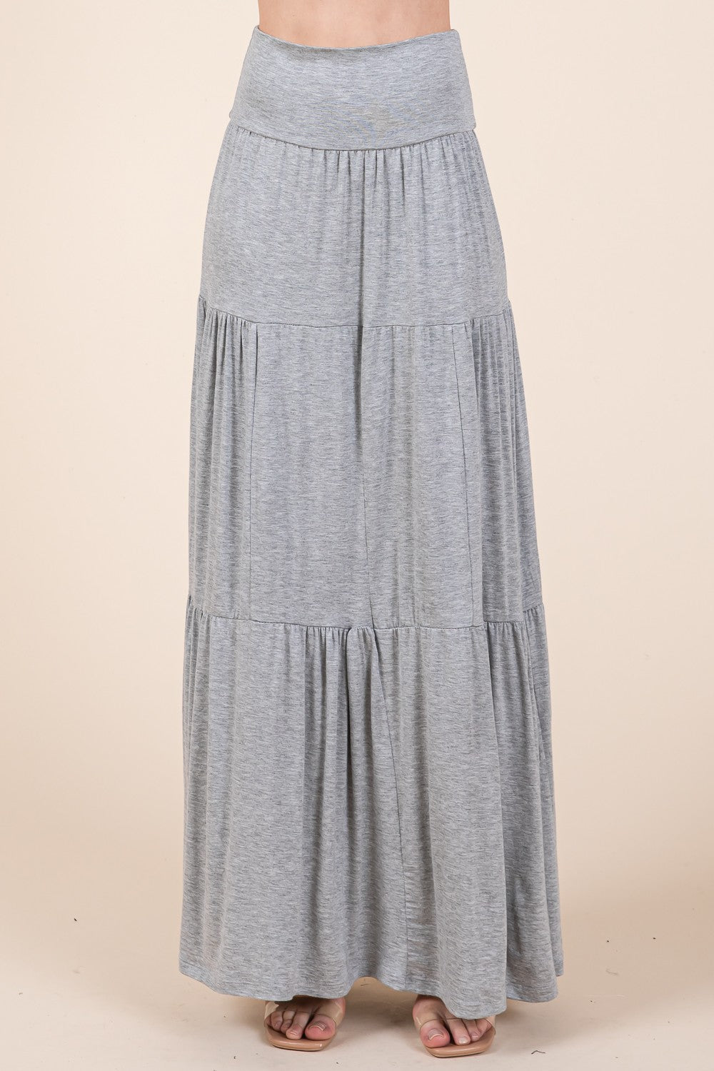 Orange Farm Solid Tiered Ruffle Skirt in Grey view 7 - Solid Layered Skirt