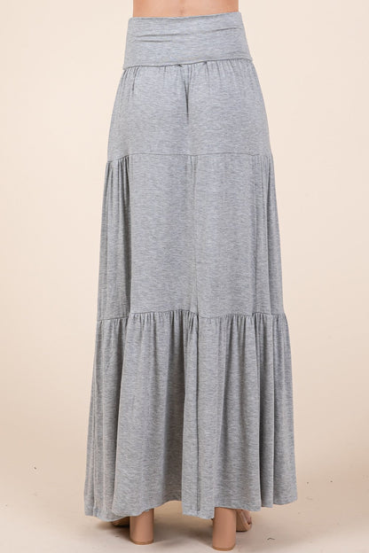 Orange Farm Solid Tiered Ruffle Skirt in Grey view 8 - Solid Layered Skirt