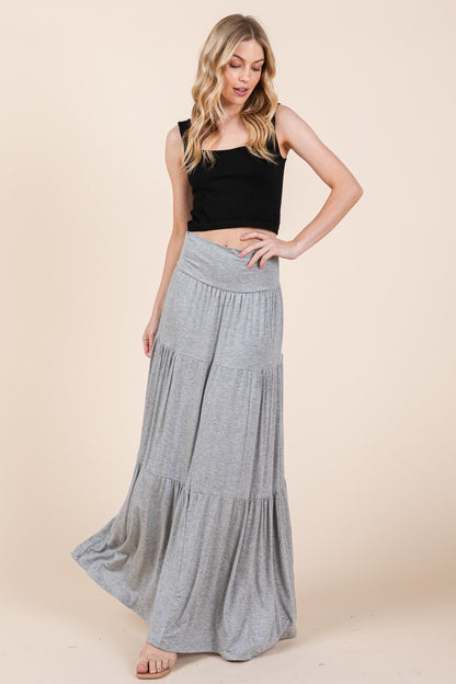 Orange Farm Solid Tiered Ruffle Skirt in Mocha view 3 - Solid Layered Skirt