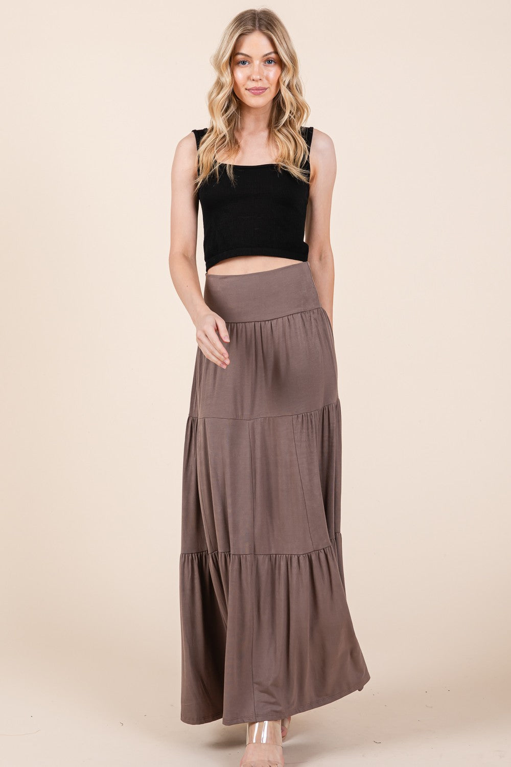 Orange Farm Solid Tiered Ruffle Skirt view 11 - Solid Layered Skirt