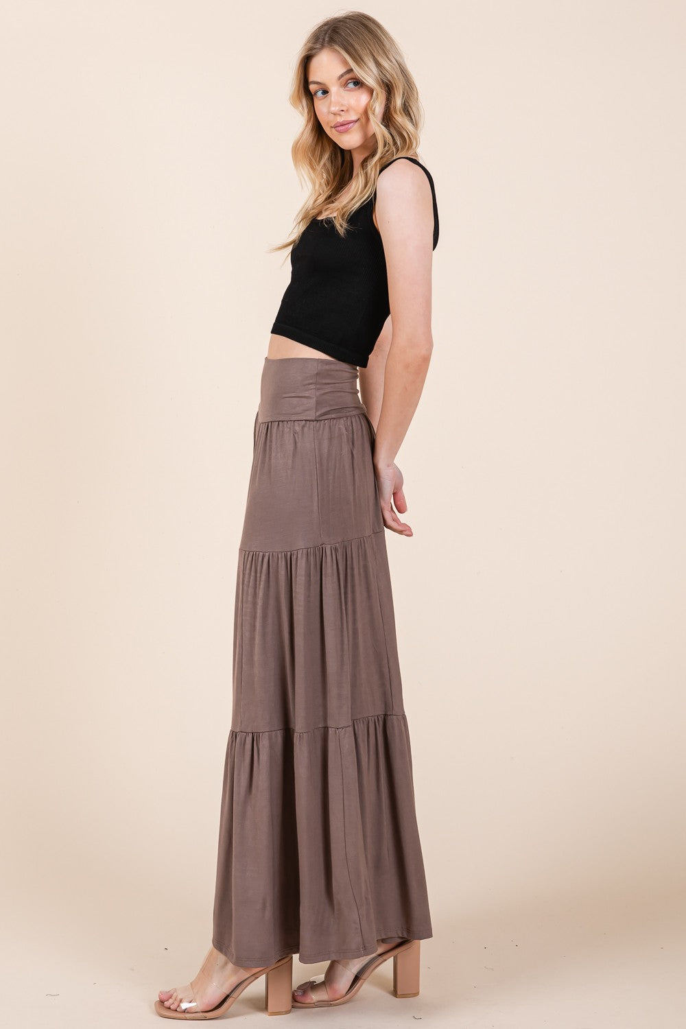 Orange Farm Solid Tiered Ruffle Skirt view 12 - Solid Layered Skirt
