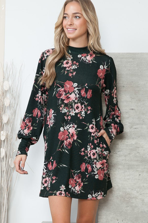 Orange Farm Sweater Dress with Pockets in Black Combo