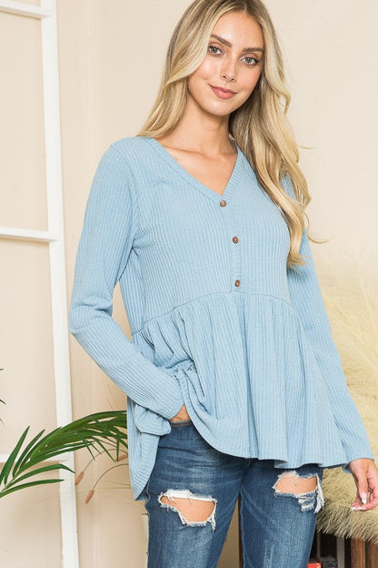 Orange Farm Textured Baby Doll Top in Black view 3 - Textured Babydoll Top