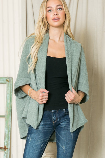 Orange Farm Textured Shawl Collared Sweater Cardigan in Sage view 3 - ‎Men'S Textured Shawl Collar Sweater (top)