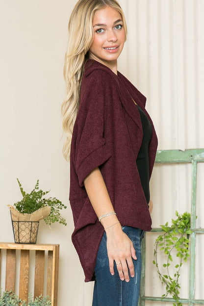 Orange Farm Textured Shawl Collared Sweater Cardigan in Burgundy view 6 - ‎Men'S Textured Shawl Collar Sweater (top)