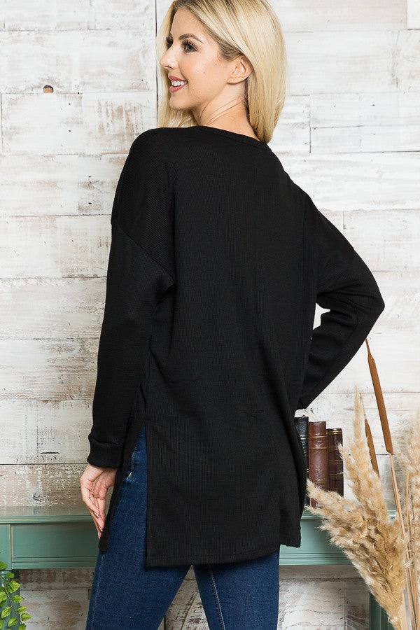 Orange Farm Tie Front Tunic Top in Black view 6 - Tunica