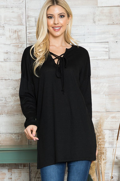 Orange Farm Tie Front Tunic Top view 10 - Tunica