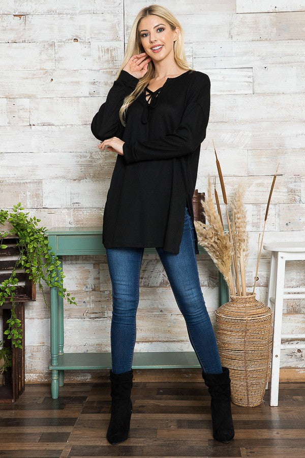 Orange Farm Tie Front Tunic Top view 9 - Tunica