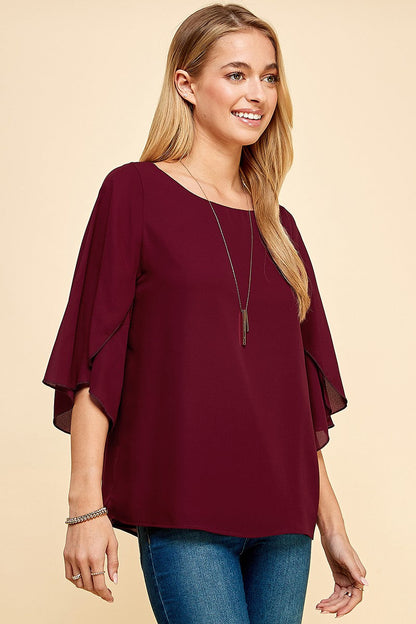 Orange Farm Tulip Sleeve Woven Blouse view 9 (top)