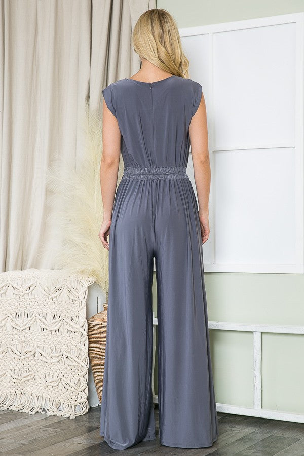 Orange Farm Wide Leg Jumpsuit in Olive view 8 - Wide Leg Jumpsuit Women (one-piece)