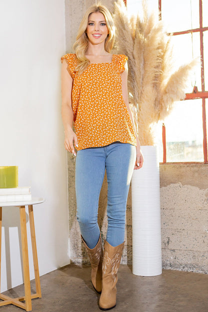 Orange Farm Woven Ruffle Sleeve Top view 9 - Woven Frill Top