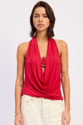 Orelia Cowl Top Red (top) - orelia cozy lace up boots, orelia cozy lace up bootie, orelia bootie - shop at us.meeeshop