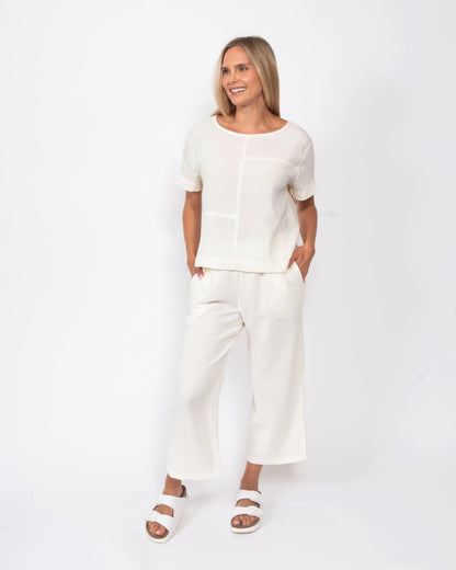 Organic Cotton Gauze Cropped Pant - MeeeShop Women's Fashion