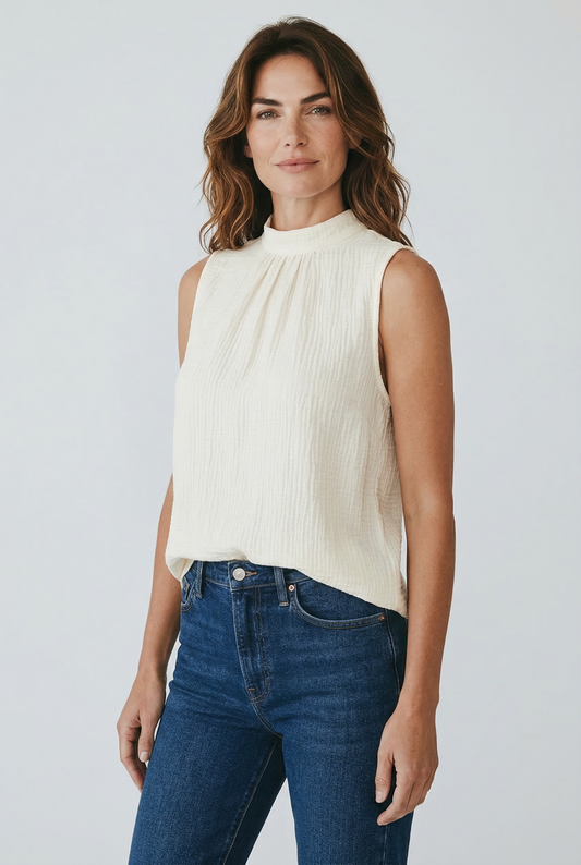 Organic Cotton Gauze Halter Top in Black - Organic Cotton Tops