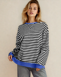 Oversized Sweatshirt - Black Black Stripe (top) - oversized sweatshirt black women, oversized sweatshir - shop at us.meeeshop