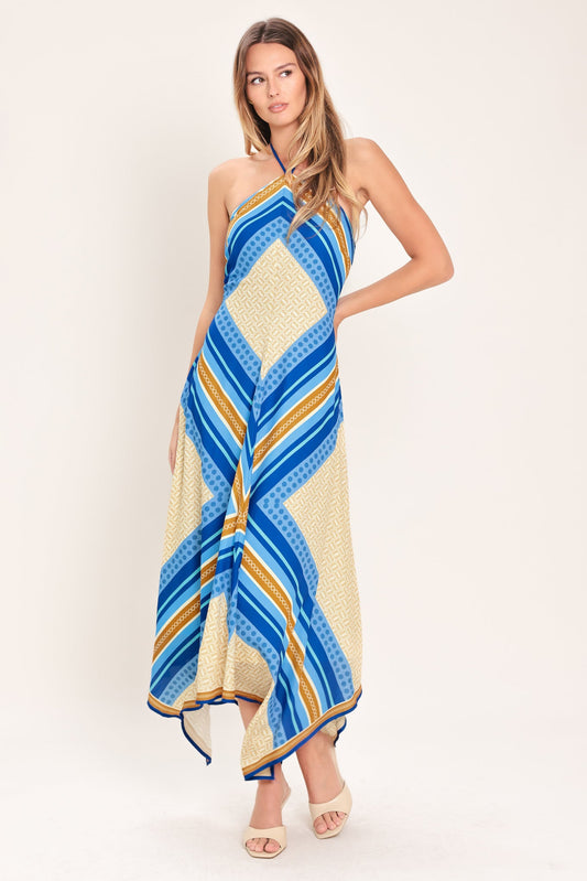 Paradise Code Woven Midi Dress in BLUE - Paradise Dress Code