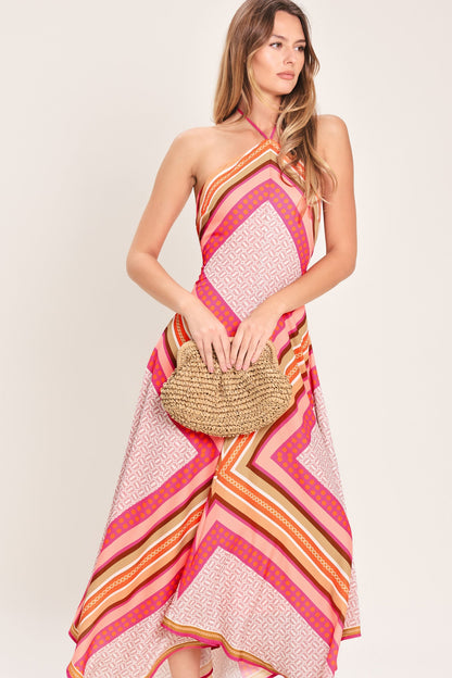 Paradise Code Woven Midi Dress in BLUE view 2 - Paradise Dress Code