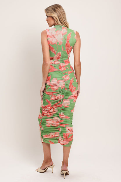 Paradise Glow Power Mesh Midi Dress in ORANGE view 11 - Paradise Glow Plisse Maxi Dress Lime