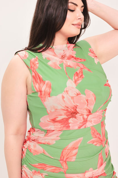 Paradise Glow Power Mesh Midi Dress in ORANGE view 12 - Paradise Glow Plisse Maxi Dress Lime