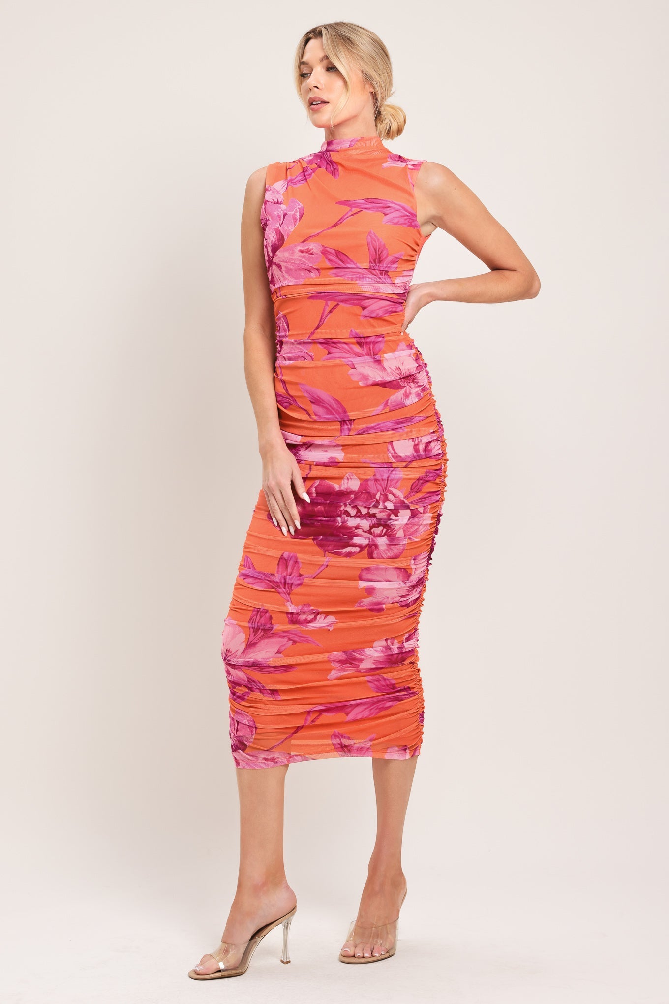 Paradise Glow Power Mesh Midi Dress in SAGE view 3 - Paradise Glow Plisse Maxi Dress Lime