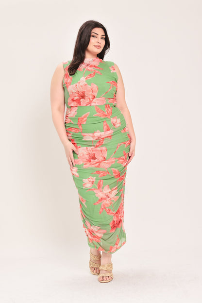 Paradise Glow Power Mesh Midi Dress view 15 - Paradise Glow Plisse Maxi Dress Lime