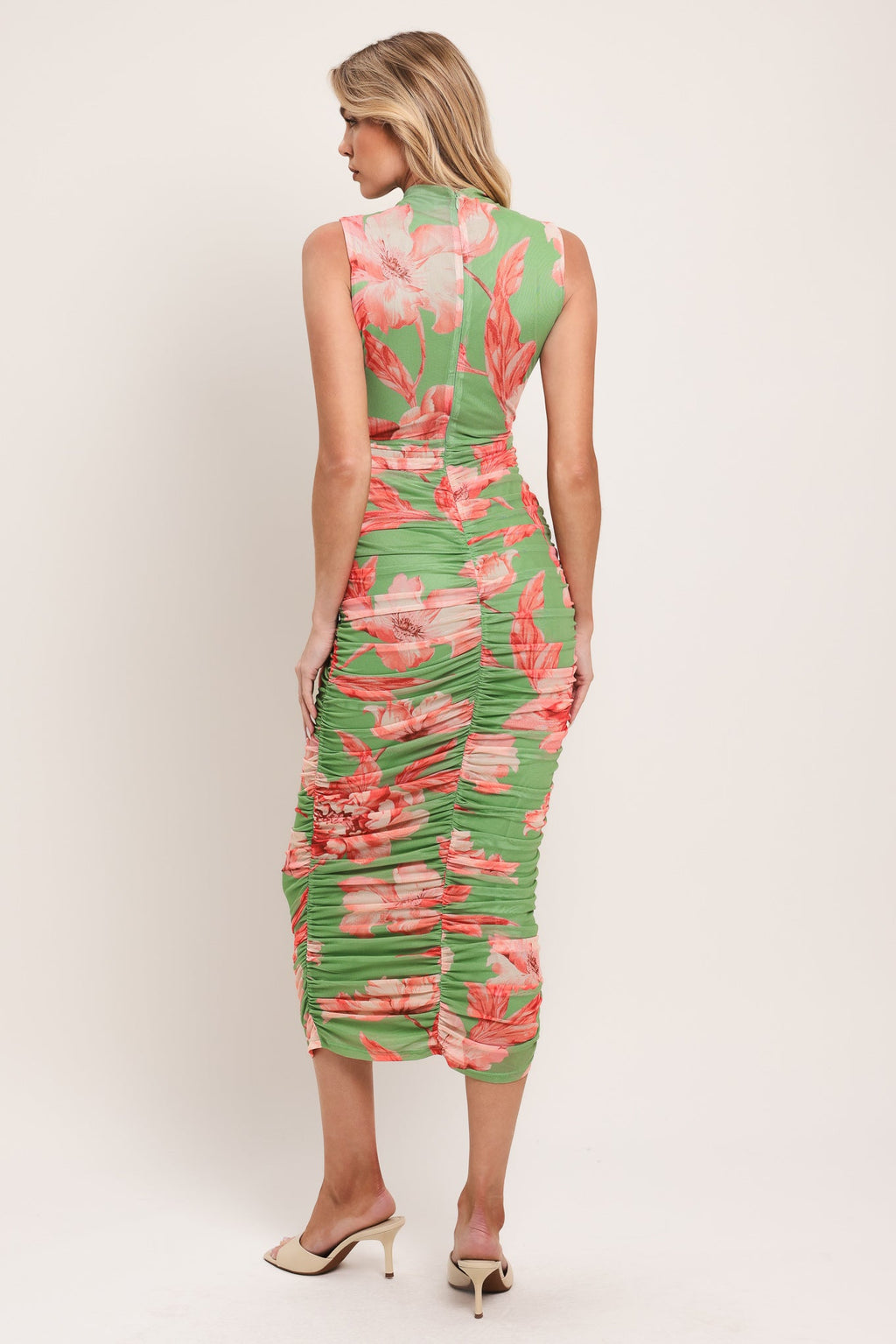 Paradise Glow Power Mesh Midi Dress ORANGE view 11 (dress) - paradise glow mesh midi dress yellow, para - shop at us.meeeshop