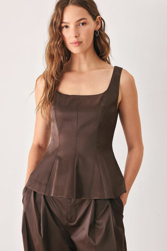 Parchment Woven Top in BROWN