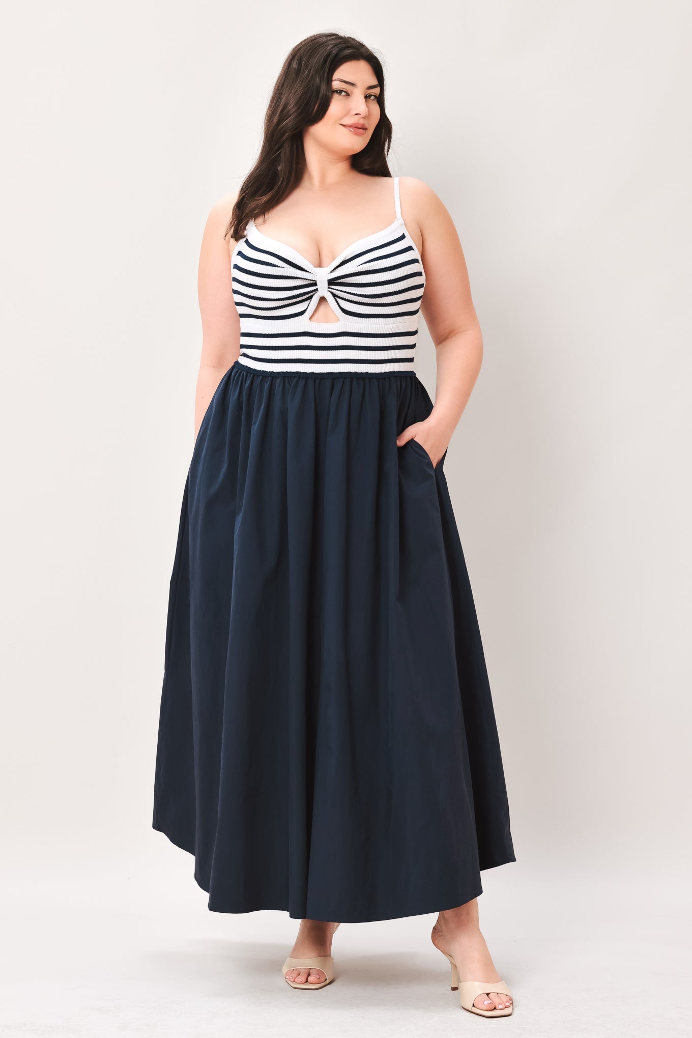 Paris Stripe Cutout Midi Dress view 10