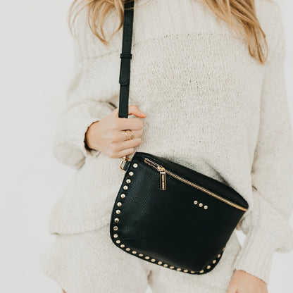 Pebbled Sabrina Studded Bum Bag in Cream view 3