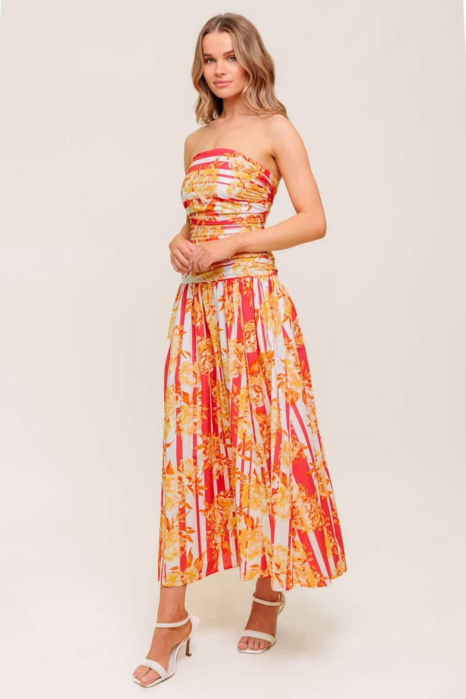 Peony Storm Dance Woven Midi Dress view 4