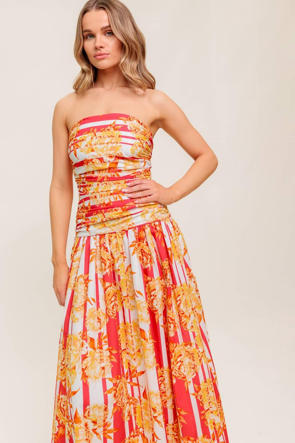 Peony Storm Dance Woven Midi Dress view 5